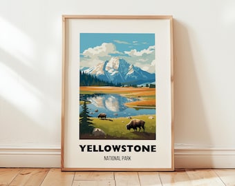 Yellowstone National Park Travel Poster Wall Art, Yellowstone Print, Yellowstone National Park Travel Gift, Wyoming, Decor