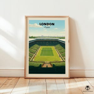 London Grand Slam Tennis Wall Art, England Tennis, London Travel Print, Tennis Artwork Gift, Grand Slam Poster Print Grass Court Home Decor