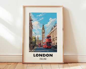 London Travel Poster Wall Art, City Art Poster, Europe Travel Prints, England Wall Art, London Gift, London Print,Digital Download Wall Art