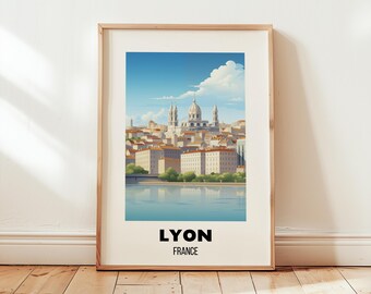 Lyon France Travel Poster Wall Art, Lyon Print, Lyon Illustration, Lyon France Travel Gift, City Wall Decor, Wedding Gift