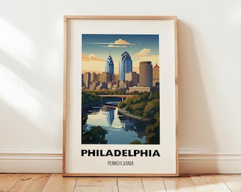 Philadelphia Travel Poster Wall Art, Philadelphia City Art Print, Pennsylvania Travel Prints, Philadelphia Decor Gift, Digital Download