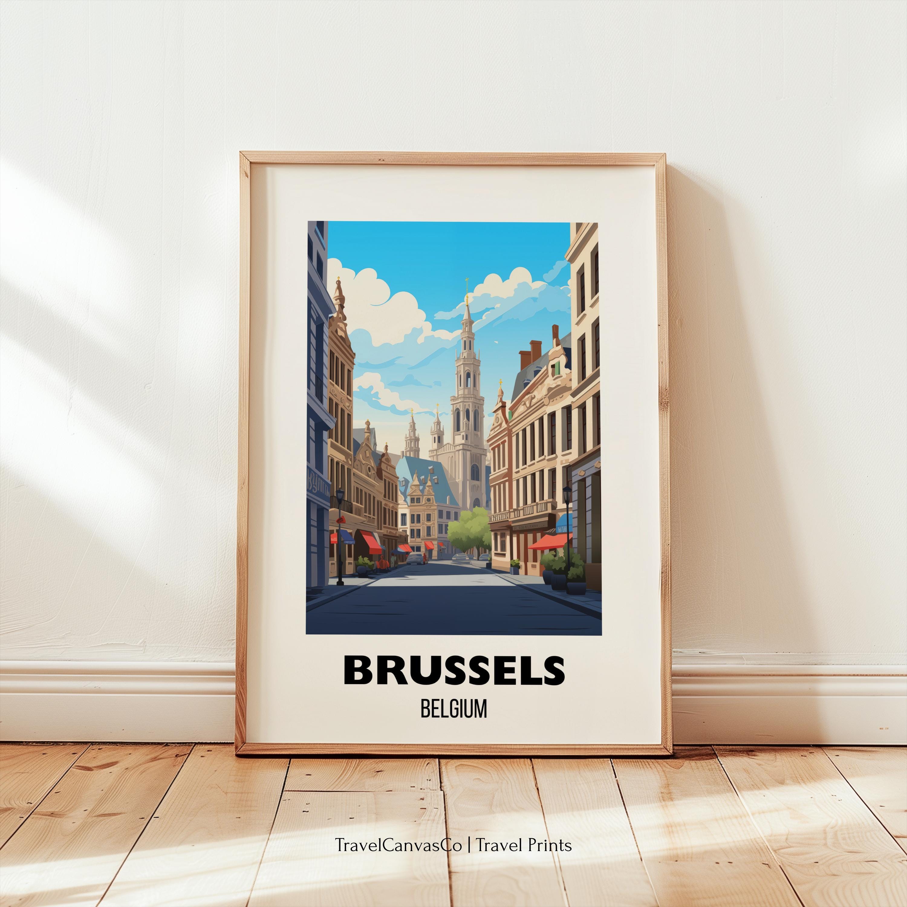 Brussels Travel Poster Wall Art, City Poster, Europe Travel Print, Belgium Wall Art, Brussels Gift, Brussels Print, Digital Download Art
