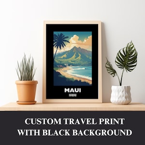 Custom Travel Poster Print, Personalized City Prints, Digital Download Wall Art, Printable Travel Gift, Travel Print Decor, Black Background