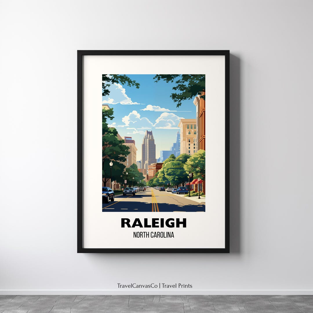 Raleigh North Carolina Travel Print Wall Art, Raleigh NC City Poster ...