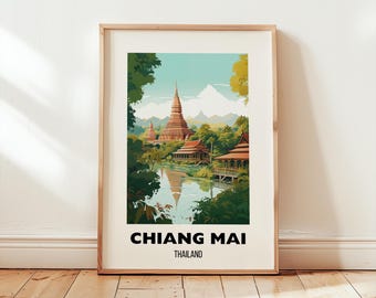 Chiang Mai Thailand Travel Print Wall Art, Chiang Mai Poster, Thailand Travel Prints, Chiang Mai Art Gift Home Decor, Digital Download