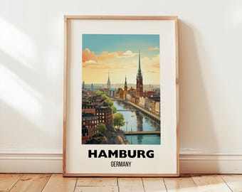 Hamburg Travel Print Wall Art, Hamburg Poster, Germany Travel Gift, Printable City Poster, Digital Print, Europe Travel Poster, Wedding Gift