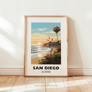 San Diego Travel Poster Wall Art, Retro City Print, California Print, San Diego Wall Art, San Diego Gift, San Diego Print, Digital Download