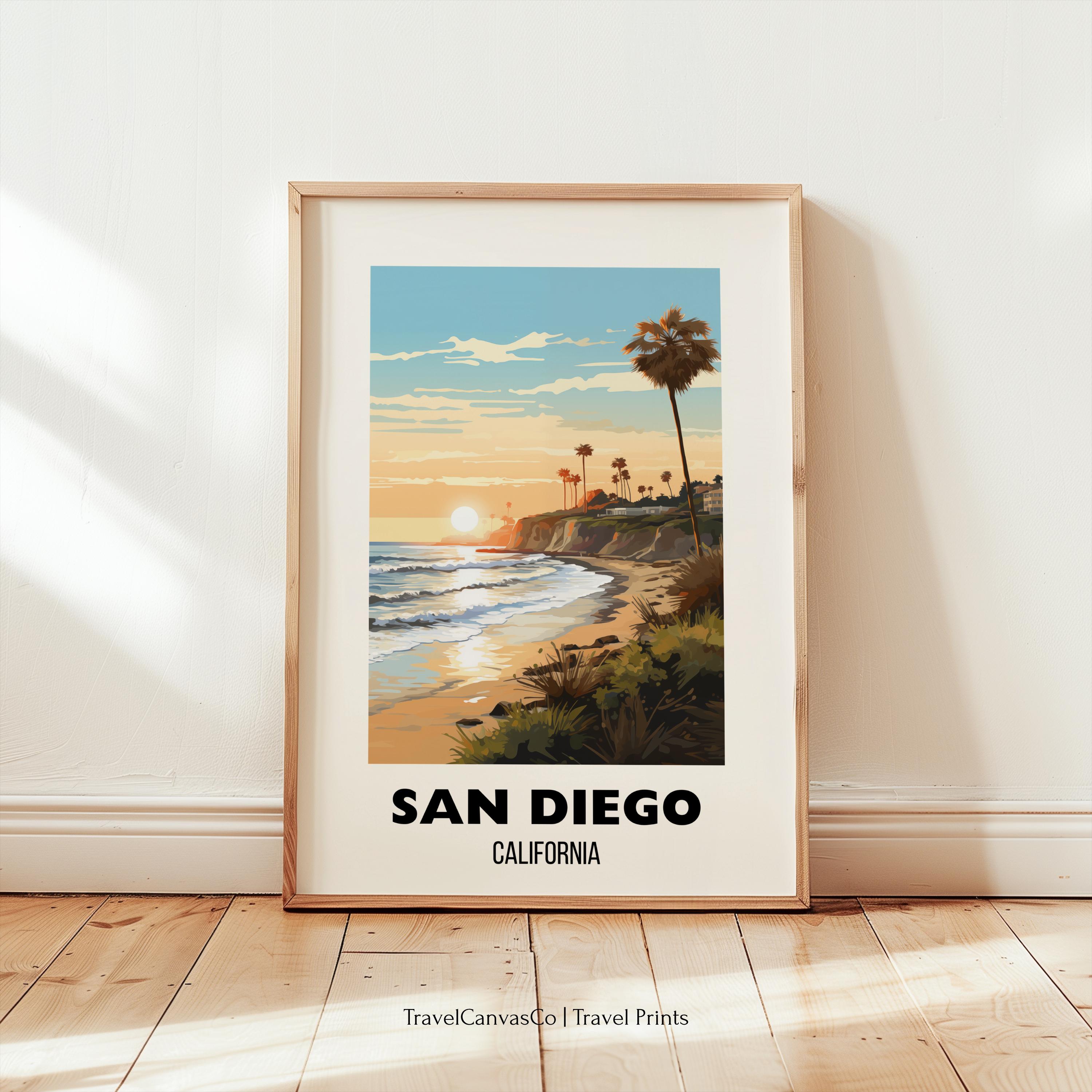 San Diego Travel Poster Wall Art, Retro City Print, California Print ...