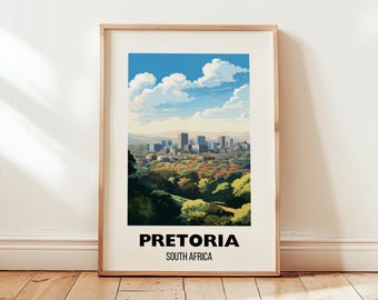 Pretoria South Africa Travel Poster: City Skyline Art Print