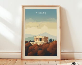 Athens Travel Print Wall Art, Athens Greece Travel Poster, Athens Gift, Athens Minimalist Home Decor Artwork