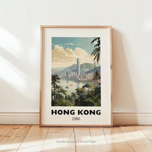 Hong Kong Travel Poster Wall Art, Hong Kong Poster, Hong Kong Travel Print, China Wall Art, Hong Kong Gift, China Print, Birthday Present