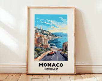 Monaco Grand Travel Poster Decor, Grand Prix Poster, Europe Travel Print, Monaco Wall Art, Monaco Gift, Monaco Print, Digital Download Art