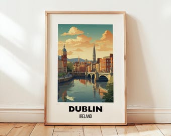 Dublin Travel Poster Wall Art, City Art Poster, Europe Travel Prints, Ireland Wall Art, Dublin Gift, Dublin Print, Digital Download Wall Art