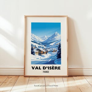 Val D&#39;Isere Travel Print Wall Art, Val D&#39;Isere Poster, France Travel Prints, French Alps Cabin Decor Gift, Skiing Print, Digital Download