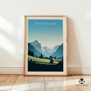 Switzerland Poster Print Wall Art, Switzerland Poster Artwork, Mountain Travel Print, Swiss Minimalist Home Decor Gift, Printable Swiss Art