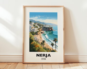 Nerja Spain Travel Print Wall Art, Nerja Travel Poster, Printable Spanish Artwork, Spain Coastline Home Decor, Andalusia Digital Download