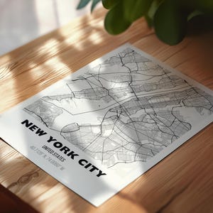 New York Map Print, New York City, NYC NY United States Map Poster, City Street Road Map Print, Nursery Room Office Decor, Map of Manhattan