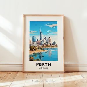Perth Travel Poster Wall Art, City Art Poster, Australia Travel Prints, Perth Wall Art, Perth Gift, Perth Print, Digital Download Wall Art