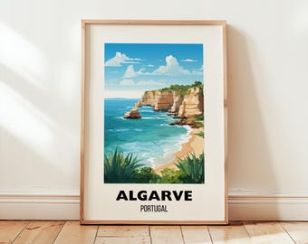 Algarve Portugal Travel Print Wall Art, Algarve Coast Art Poster, Portugal Coast Home Decor Artwork Gift, Printable Digital Download Art