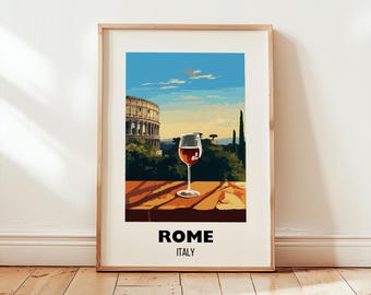 Rome Italy Travel Print Wall Art, Rome City Poster, Rome Home Decor Artwork Gift, Rome Illustration, Italy Travel Prints, Digital Download