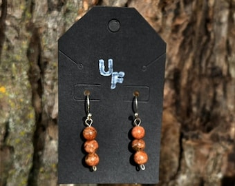 Burnt Orange Beaded Dangle Earrings