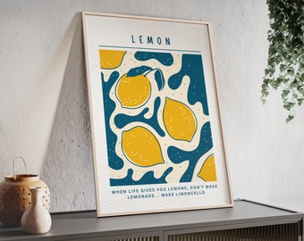 Poster Citrons avec cadre en bois