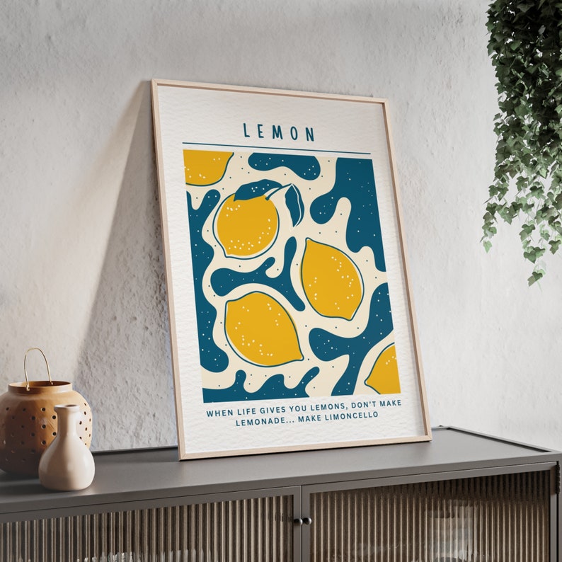 Poster Lemons with Wooden Frame afbeelding 1
