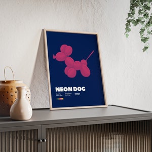 Affiches de chien en ballon d'art néon avec cadre en bois image 5