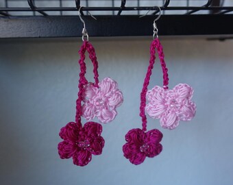 crochet cherry blossom earrings