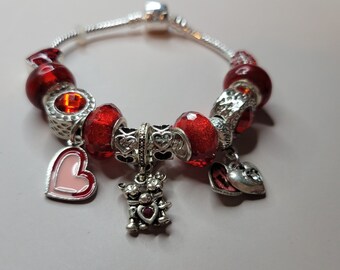 Love Mickey Minnie rot Bead Armband