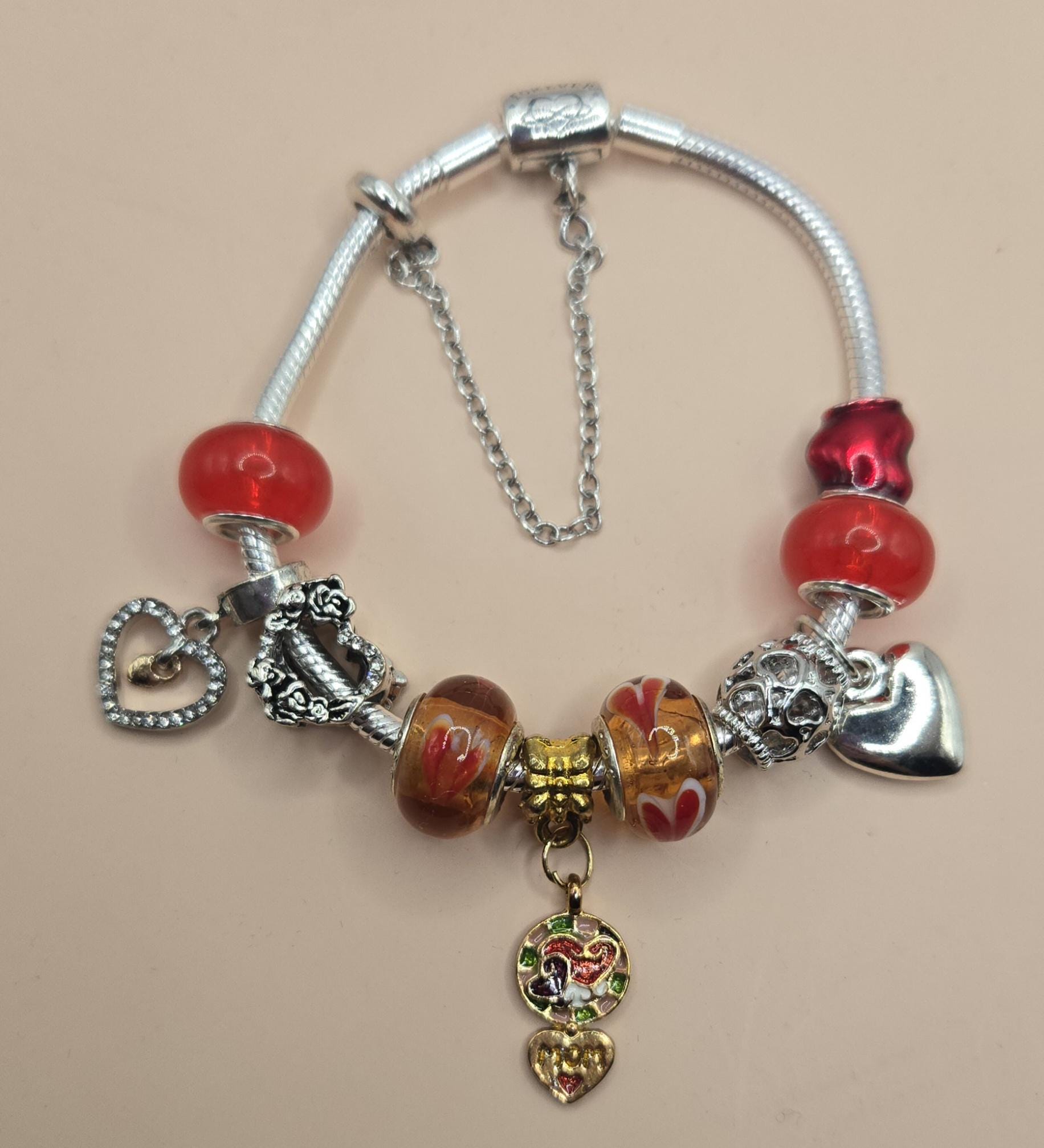 Red Heart Forever Pandora Style Bracelet - Etsy