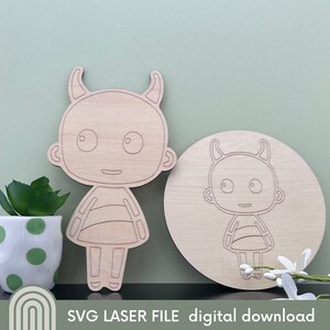 Kit de coloriage monstre extraterrestre #1 : fichier SVG découpé au laser de deux styles pour les enfants | Cadeau pour vos proches | Cintres gratuits inclus !