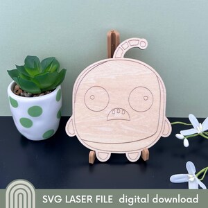 Projet de coloriage monstre extraterrestre # 9 : fichier SVG découpé au laser pour les enfants | Cadeau pour père | Mère| Grand-parent| un être cher ! Cintres gratuits