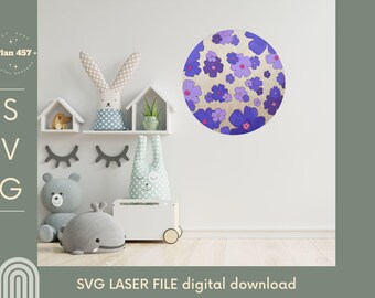 Floral Wall Art SVG File For Laser Cutting DIY Flower Sign SVG For Cricut Glowforge xTool Floral svgFor Home Decor Wood Cut Projects
