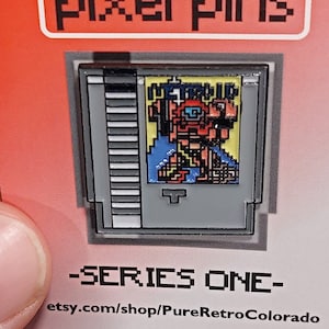 Metroid Yellow Label - 1&quot; Enamel Nintendo NES Pixel Pin