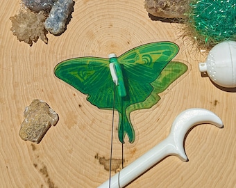 Luna Moth Wire Wand *New 5 Mil Thick Wings!* - Heavy Duty Cat Teaser - Custom Designed, Strong Springy Wire, Replacement lures available!