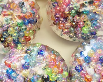 Stress ball with beads, colorful stress ball, crunchy acrylic beads, pearlescent shimmer, aid for neurodivergence, support for sensory processing disorder
