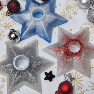 Candle holder for taper candles - star - Christmas decoration - Christmas - handmade - decoration - unique - one-of-a-kind - made of epoxy resin