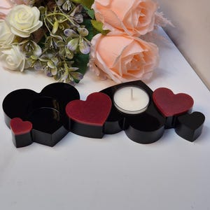 Double tealight holder heart made of epoxy resin two-tone tealight holder candle holder for 2 tealights heart tealight holder resin candle holder