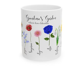 Grandma's Garden - where love blooms| Mug| Gifts for Wildflower lovers| Custom Gift Design, Christmas Gift, Personalized Gift