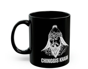 Chinggis Khaan| Mongolia|  Black Mug | Gift for a person who loves Mongolia | The birthplace of Genghis Khan