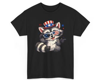 Patriotic Raccoon T-Shirt, Funny 4th of July Shirt, USA Independence Day Tee