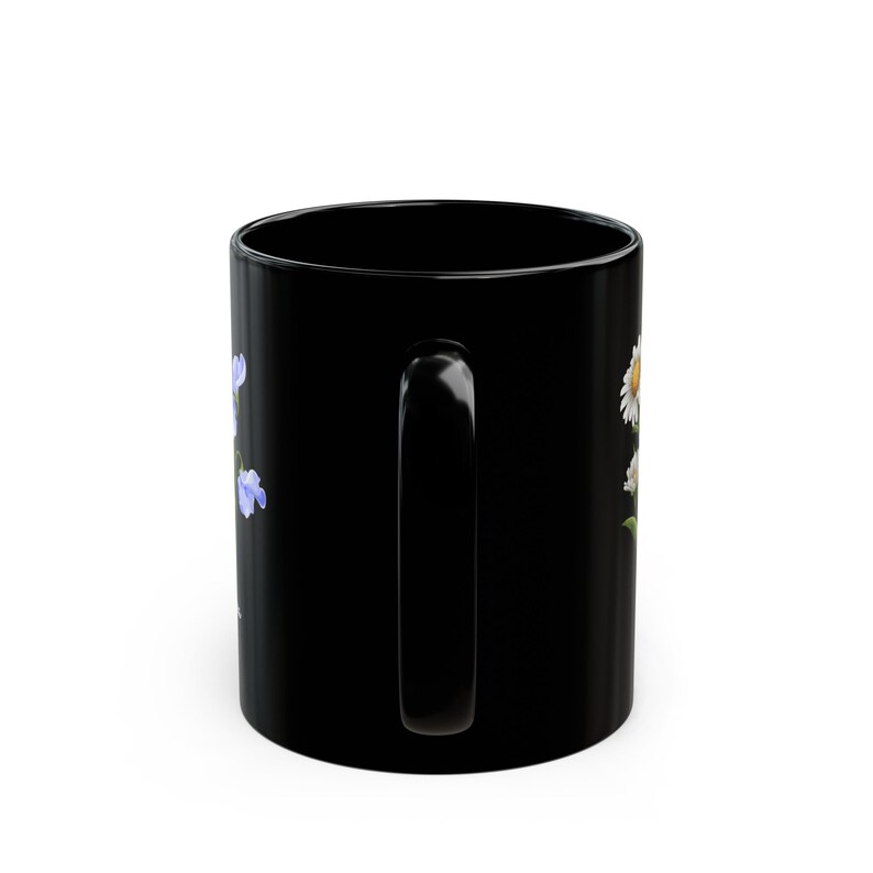 Happy Birthday gift for an April born Wild Flower Mug Black Mug Forever friends Customized design zdjęcie 4