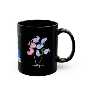 Happy Birthday gift for an April born Wild Flower Mug Black Mug Forever friends Customized design zdjęcie 2
