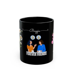 Happy Birthday gift for an April born Wild Flower Mug Black Mug Forever friends Customized design zdjęcie 1