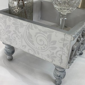 Grijs en zilver handgemaakt Frans land boerderij tafel vak Riser middelpunt noodlijdende lade kwik glas romantisch Victoriaanse boerderij decor afbeelding 10