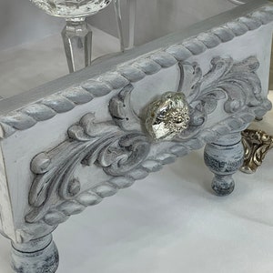 Grijs en zilver handgemaakt Frans land boerderij tafel vak Riser middelpunt noodlijdende lade kwik glas romantisch Victoriaanse boerderij decor afbeelding 9