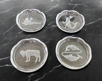 Val St. Lambert Crystal Zodiac Coasters - sold separately