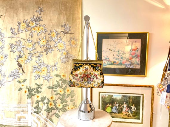 Victorian Needlepoint Style Floral Tapestry Shoulder Bag