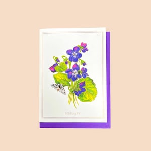 Fevereiro | Cartão Violeta com Folha de Ouro